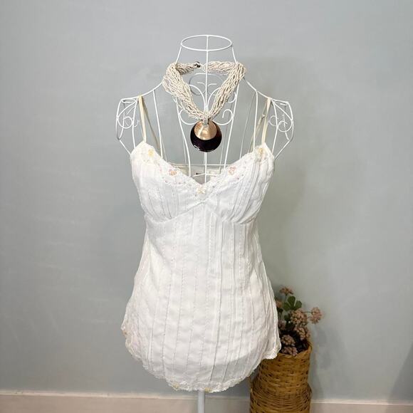 Gorgeous vintage y2k white fairy sequin babydoll cami tank top - Picture 2 of 8